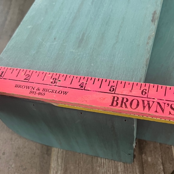 Vintage Teal Green Wooden Shelf Set of 3 - Picture 12 of 15